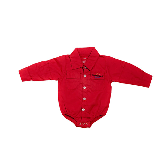 Red Outdoor Button Up Onesie