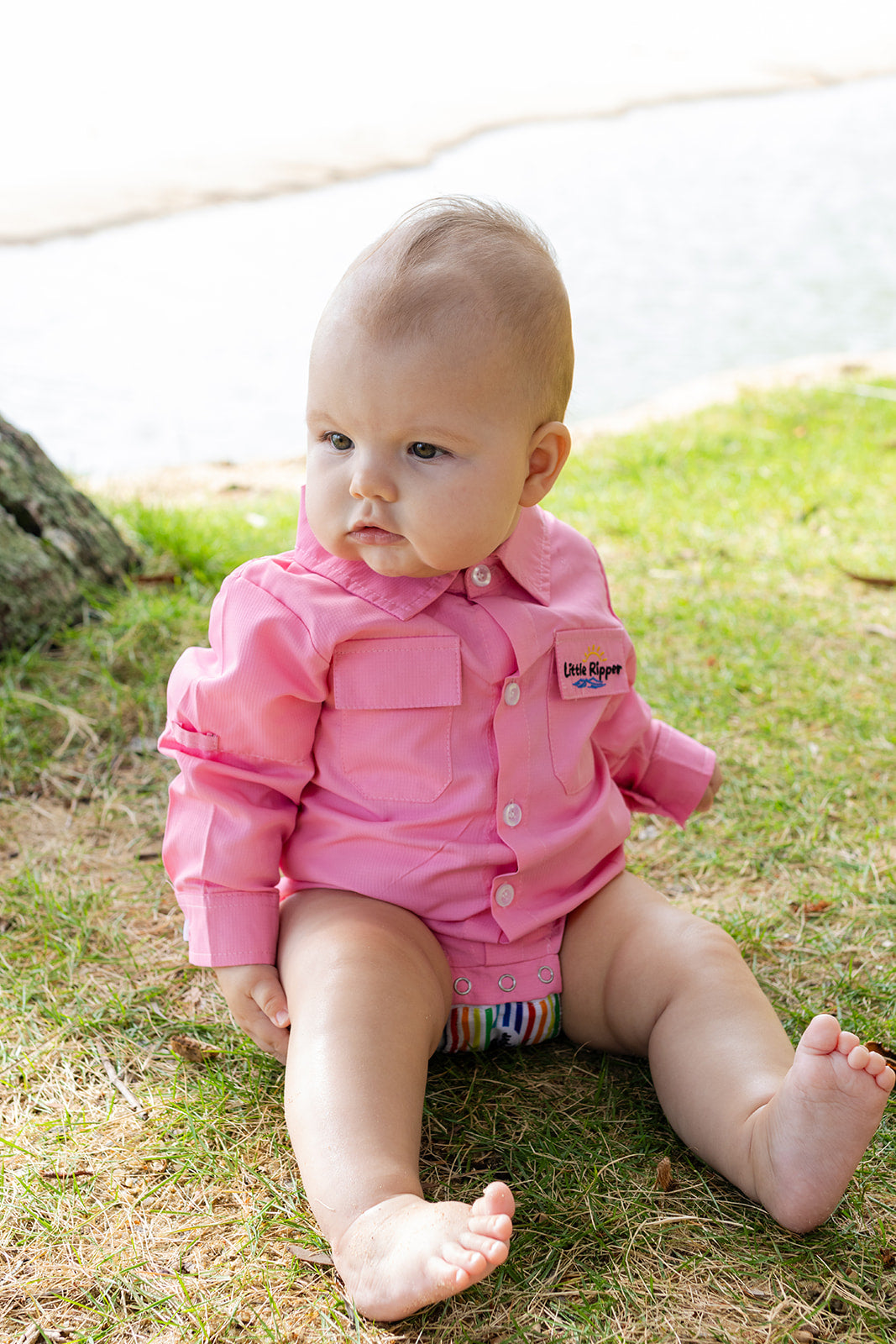 Pink Outdoor Button Up Onesie