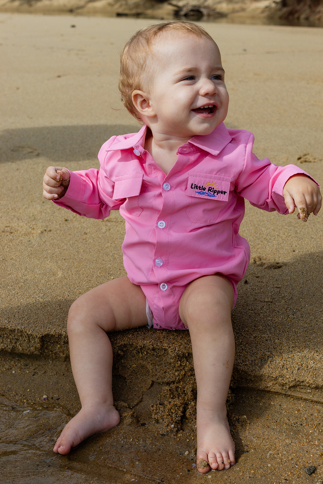 Pink Outdoor Button Up Onesie